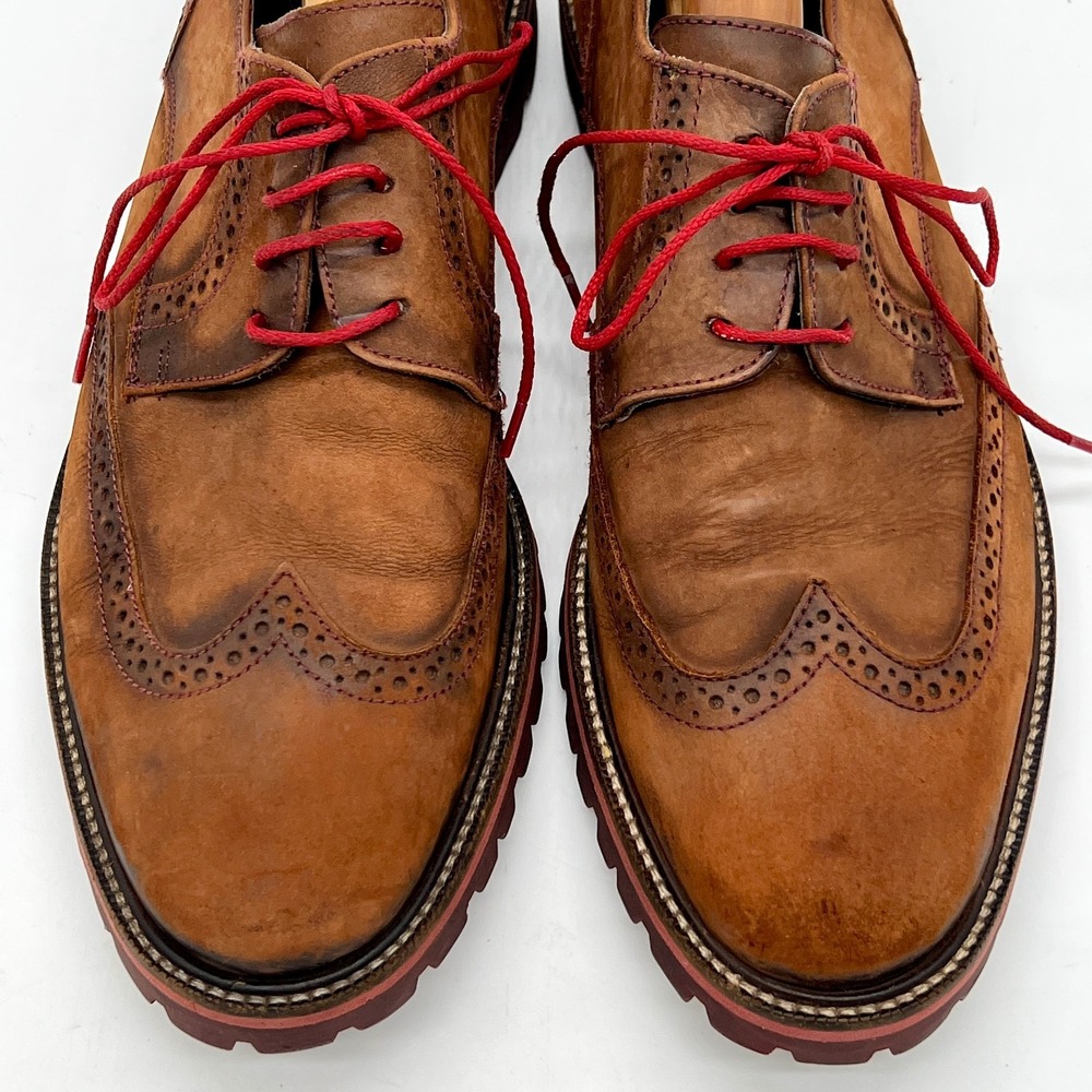 Donald J. Pliner Oxford Men's Sz 10.5 Dress Shoes Brown Washed Suede - Picture 1 of 11